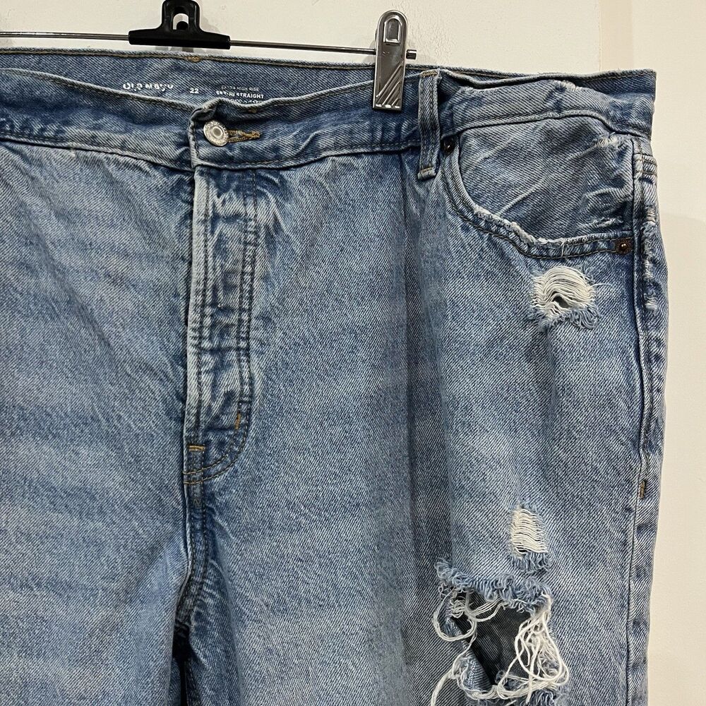Old Navy Extra High Rise Buttonfly Distressed Ripped Cropped Jeans Size 22 Plus - Picture 3 of 10